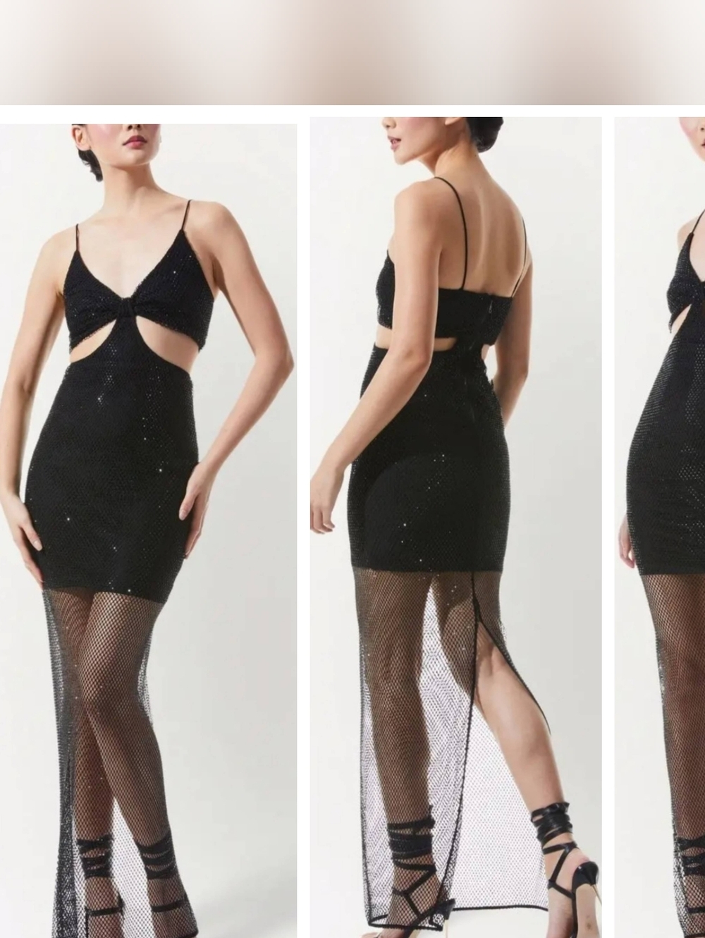 Alice + Olivia Havana embellished mesh cutout maxi dress in black Sz 0 $795 - Picture 6 of 14